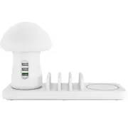 Universal 4 In 1 40W Wireless Charger Mobile Phone Charging Station With Mushroom Shape Led Light