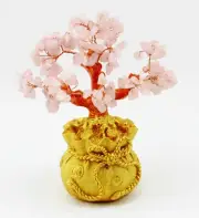 7" Pink Crystal Quarz Stone Money Tree Lucky Tree Home Decor. Wealth Bless Gift