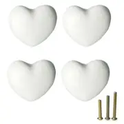 4 Pack Heart Shaped Ceramic Cabinet Knobs for Dresser Drawers Closet Cupboard