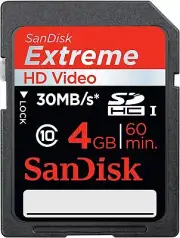 SanDisk 4 GB Extreme 20 MB/s Class 10 HD Video SDHC Memory Card (SDSDX-004G-X46)