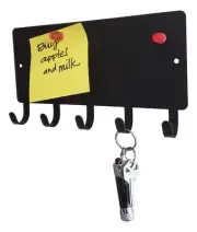 Plain Key Rack with 5 hooks and Mini Memo Board - Made in USA