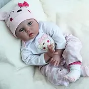 ZIYIUI Realistic Reborn Dolls 22inch 55cm Lifelike Baby Dolls Soft Silicone Vinyl Weighted Cloth Body with Feeding Kit Reborn Dolls Girls