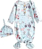 [Morubut] Newborn Infant Baby Girl Boy Cotton Sleeper Gown Floral Kimono Knotted Gowns