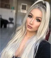 CLOVAD Ombre Blonde Straight Wigs, Brown to Ash Blonde High Density Heat Resistant Synthetic Natural Looking Wig for Daily Use Cosplay(24inch,Ash Blonde)