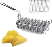 GUDAJIN Tortilla Frying Basket, Taco Holder Basket, Kitchen French Fries Basket for Deep Fryer Square Basket, Stainless Steel Frying Basket with Removable Handle (8 Compartments)