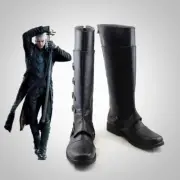 Devil May Cry 5 Vergil Dark Slayer Boots Cosplay Men's Shoe Black Fake Leather