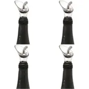 4x Vin Bouquet Wine Bottle Pourer & Stopper Sealer/Dispenser Spout Barware Clear