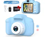 Shockproof Selfie Kids Camera, Best Birthday Gifts For Toddlers, Dual Camera For 3-10 Years Old Kids, Hd Digital Video With 32Gb Sd Card