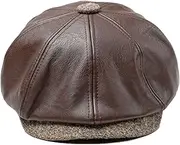 [Legou] Men's Leather Eight Corners Cabbie Beret Cap