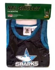 NRL Infant Baby Cronulla Sharks Singlet Size 0-6 Months BRAND NEW*FREE SHIPPING*