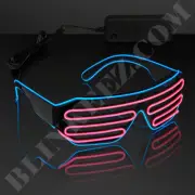 BLUE PINK EL WIRE LED Glasses Light Up Shades Flashing Rave Festival Party Neon