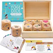 Garybank Kids Yoga Wooden Dice With Cards - Fun Exercise Game for Solo or Group Workout - 12 Poses With Gift Boxes