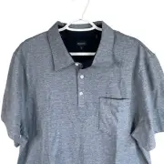 NEW Buffalo David Bitton Mens Pocket Polo Shirt Large Blue Cotton Blend Stretch