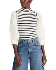 Derek Lam 10 Crosby Tirza Mixed Media Sweater Top