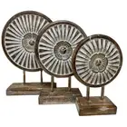 Coastal Beach House set of three Flower disk on stand table top Home Decor