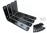 4 Pcs Black Steel Heavy Duty"L" Corner Brace Joint Angle Bracket Shelf Bracket W