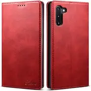 Elehome Samsung Galaxy Note 10 Wallet Case, Premium PU Leather Wallet Case Flip Folio [Kickstand Feature] with ID & Credit Card Pockets for Samsung Galaxy Note 10 6.3 inch (Red)