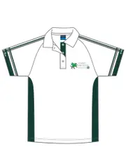 Snr SS White/Green Polo With Logo