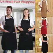 2Pack Adjustable Mens Women Bib Dress Aprons Waterproof Kitchen Cooking Apron