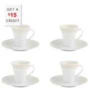 Vista Alegre Ivory Coffee Cup And Saucers (Set Of 4) with $15 Credit