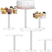 Hsei 6 Pcs Clear Acrylic Cake Stands Round Cupcake Pizza Stands Dessert Display Platter Holder for Valentines Day Table Wedding Birthday Tea Party Party Event