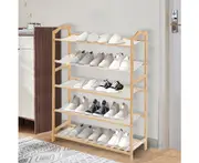 Levede Bamboo Shoe Rack Storage Wooden Organizer Shelf Shelves Stand 5 Tier 80cm