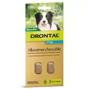 Drontal All Wormer Chews For Medium Dogs - 10 kgs - 2 Chews EXP April 2026