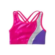 Danskin Now Size S 6-6X Pink Foil Athletic Athleisure Sports Bra Top / Girls NWT