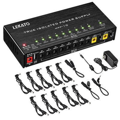 Guitar Pedal Power Supply 10 Isolated DC Outputs 9V 12V 18V 300mA 500mA Guitar E