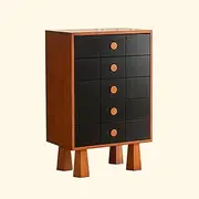 GUAWJRZDP 5 Drawer Chest, Wooden Storage Cabinet, Chest of Drawers, Rustic Drawers Organizer Storage, Drawers Storage with Breathable Holes, for Bedroom Living Room(Black+Walnut)
