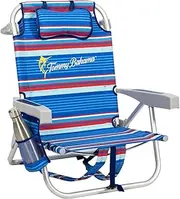 Tommy Bahama 5-Position Backpack Beach Chair with Pillow (Blue Stripes)