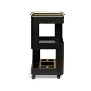 Lirash Black Gold Marble Drinks Trolley Bar Cart