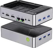 GMKtec Mini PC NAS Intel N150 Dual Boot System 12GB DDR5 64GB EMMC+512GB SSD Desktop Computer 4*M.2 NVMe Slots/Dual NIC 2.5GbE/ USB-C/USB 3.2 10Gbps/ Network Attached Storage Nucbox G9