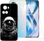 ESACMOT Astronaut Pattern Case Compatible with Oneplus Ace 5G + [2 Pack] Screen Protector Tempered Glass, Shockproof Case Cover for Oneplus 10R 5G (6.7 inch)