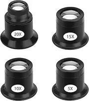 Magnifying Eye Magnifier, 4PCS JewelersMagnifying Loupe Glasses, 5X 10X 15X 20X Eye Loop for Watch-Repairing Sewing