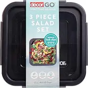 [Décor] Go Salad Set, BPA-Free, 3 Compartments Divider Tray and Dressing Pot Included Perfect for School and Work lunches on The go. Dishwasher Safe, 1.4L, Navy