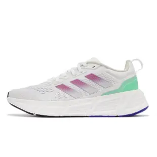 【adidas 愛迪達】慢跑鞋 Questar 白 紫 綠 女鞋 Bounce 緩震 厚底 透氣 運動鞋 愛迪達(HP2431)