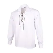 White Jacobite Ghillie Kilt Shirt Scottish 100% Cotton Jacobean Shirt For Sale