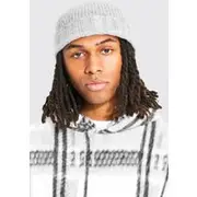 Mens Light Grey Boucle Micro Beanie