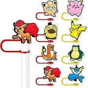 8Pcs Anime Straw Covers Cap for Tumblers Stanley Cup, 10mm Cartoon Straw Topper, Silicone Straw Tip Covers for Drinking Straws