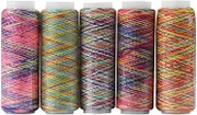 KIMISS Sashiko Thread Variegated Variegated Embroidery Thread Multicolor Polyester 5Pcs Multicolor Gradient Sewing Quilting Embroidery Thread Spools Garment Accessory, KIMISSU2RZQT70CH