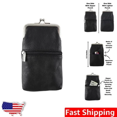 Sophisticated Leather Cigarette Case with Zipper Pouch - For Modern Women
