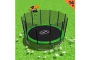 Blizzard 14ft Trampoline with Basketball Set - Green