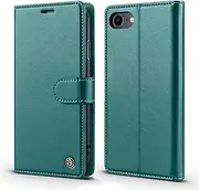 LOLFZ Wallet Case for iPhone SE 2022 iPhone SE 2020 iPhone 8 iPhone 7, Magnetic Flip Case RFID Blocking Card Slots Kickstand Premium PU Leather Protective Phone Cover for iPhone 7/8/SE2/SE3 - Green