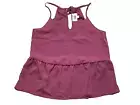 NWT Olive & Oak Rose Mauve Silky Satin Peplum Cami Tank Top Spaghetti Strap S