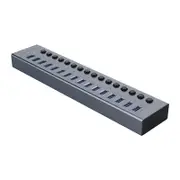 [BT2U3-16AB-AU-GY-BP] 16 Port USB3.0 Aluminum Alloy Hub, w/ Individual Switches