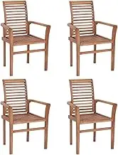 Stacking Dining Chairs 4 pcs Solid Teak Kitchen Chair