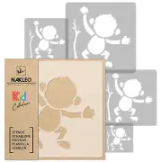 5x reusable PLASTIC Stencils // 13.4" to 3.5" // Nursery KIDS Template // MONKEY