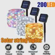 200 LED Solar String Lights Outdoor Garden Xmas Fairy Wedding Lamp 8 Modes
