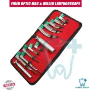 SET OF 12 FIBER OPTIC MAC & MILLER LARYNGOSCOPE BLADE + 2 HANDLE